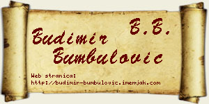Budimir Bumbulović vizit kartica